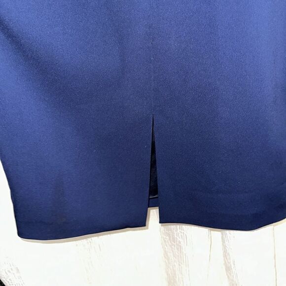 Ted Baker 5/14 Ellhad Navy Mock Neck Knit Combo Long Sl D-Belted Back Zip Dress - Picture 8 of 16